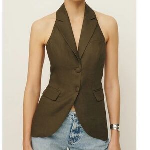 Reformation Brennan Vest in Dark Olive Green 2